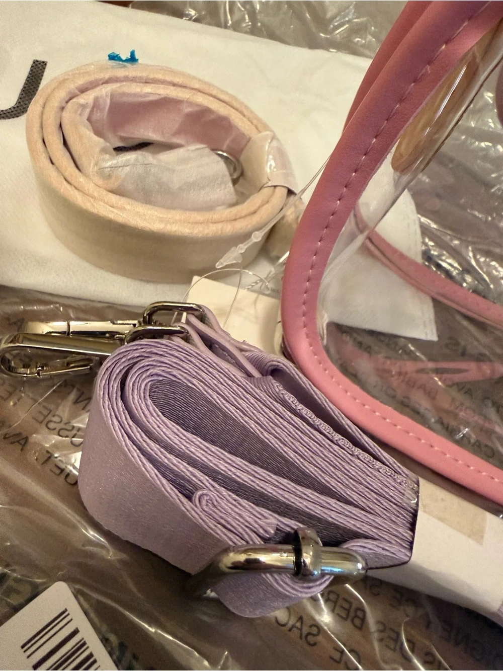 Pink & Lavender Clear Crossbody Bag with 2 Adjustable Strap